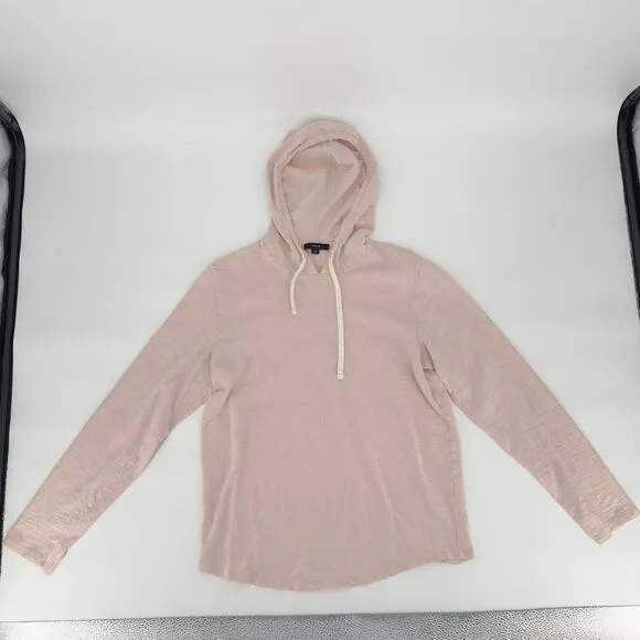 Vince M Dusty Mauve Slub Hoodie 100% Cotton Pullover Cozycore Minimalist Basic