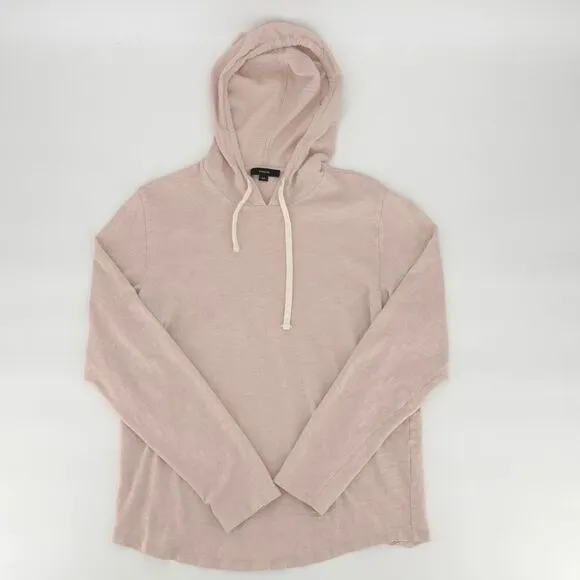 Vince M Dusty Mauve Slub Hoodie 100% Cotton Pullover Cozycore Minimalist Basic