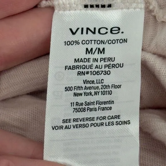 Vince M Dusty Mauve Slub Hoodie 100% Cotton Pullover Cozycore Minimalist Basic