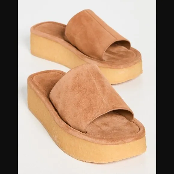 Vince Palley Brown Suede Textured Gumsole Platform Sandals 7.5