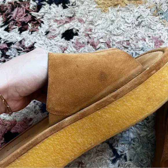 Vince Palley Brown Suede Textured Gumsole Platform Sandals 7.5