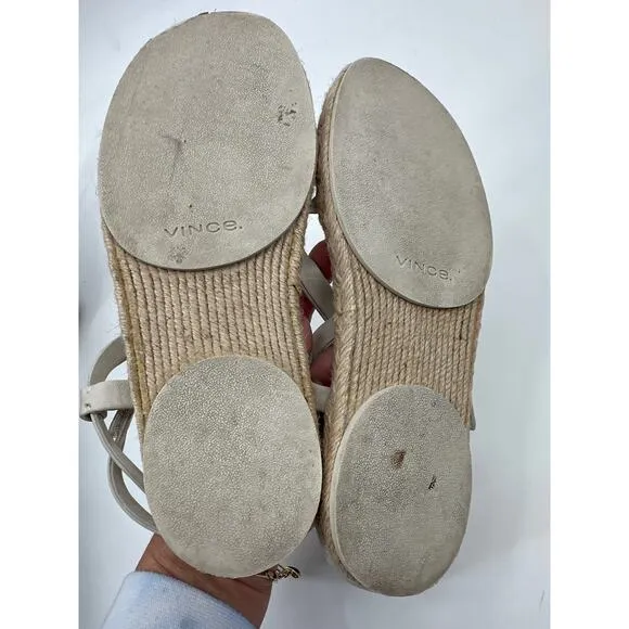 Vince. Smith Padded Leather Strappy Sandals in Ivory Size 7 EUC