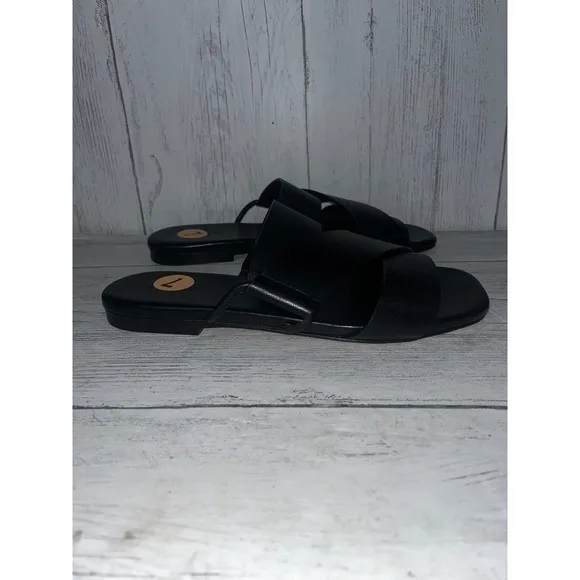 Vince Vero Cuoio Black Leather Slide Sandals Comfortable Size 7
