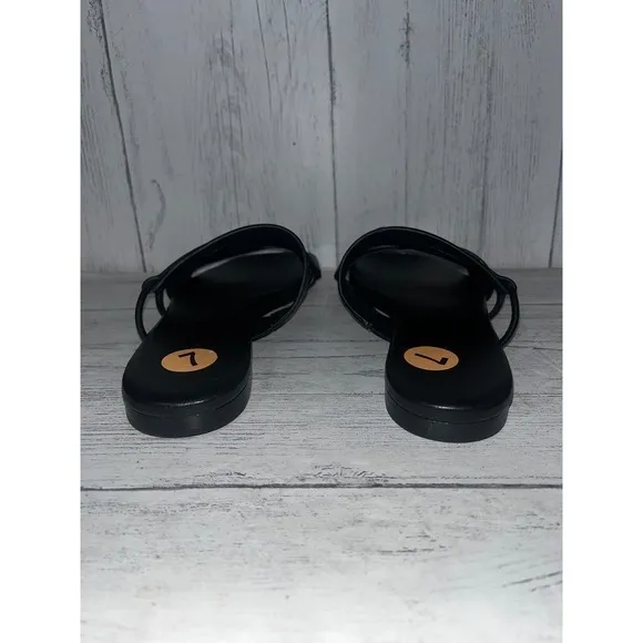 Vince Vero Cuoio Black Leather Slide Sandals Comfortable Size 7
