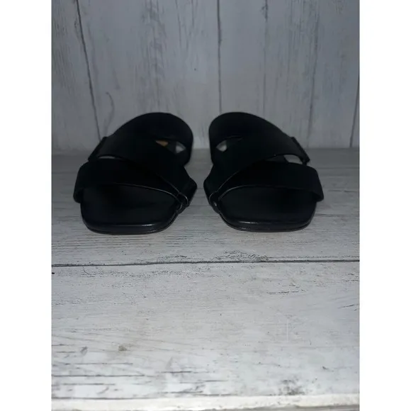Vince Vero Cuoio Black Leather Slide Sandals Comfortable Size 7