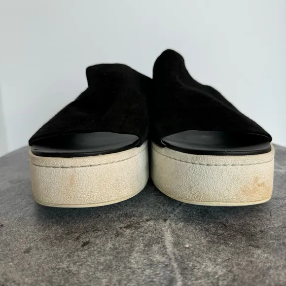 Vince Walford Leather Suede Black White Sole Slides Sandals 9