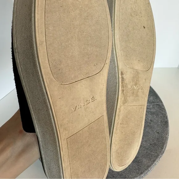 Vince Walford Leather Suede Black White Sole Slides Sandals 9