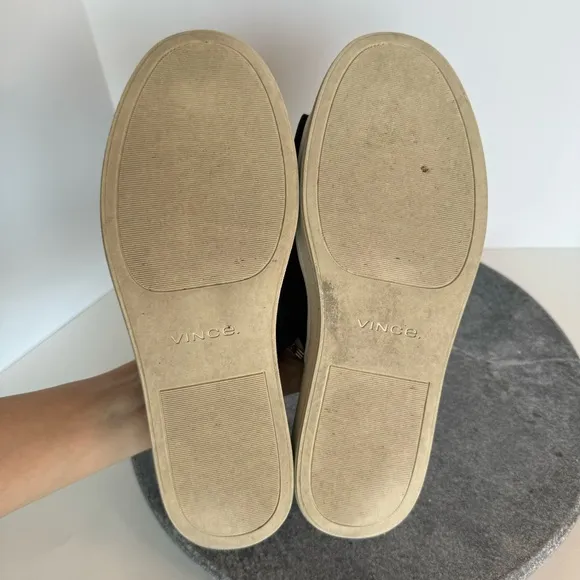 Vince Walford Leather Suede Black White Sole Slides Sandals 9