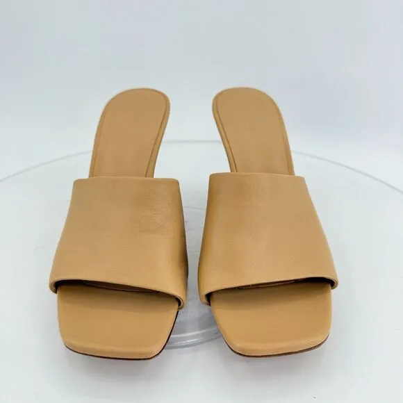 Vince Womens Pia Espadrille Mules Wedge Sandals Tan Brown Leather Size 9 Slides