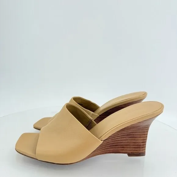 Vince Womens Pia Espadrille Mules Wedge Sandals Tan Brown Leather Size 9 Slides