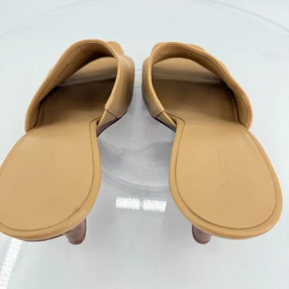 Vince Womens Pia Espadrille Mules Wedge Sandals Tan Brown Leather Size 9 Slides