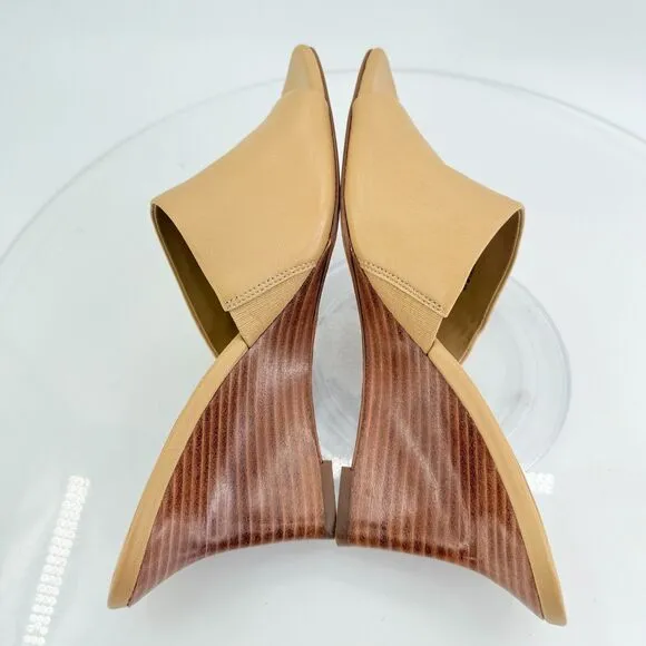 Vince Womens Pia Espadrille Mules Wedge Sandals Tan Brown Leather Size 9 Slides