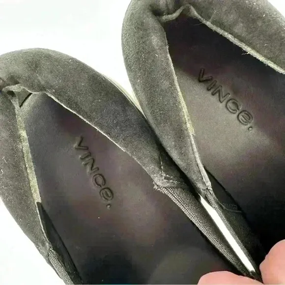 Vince womens warren flats size 6.5 36.5 black suede flatformsMinimalist