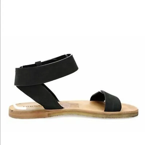 VINCE Black Leather Ankle Strap Sandals