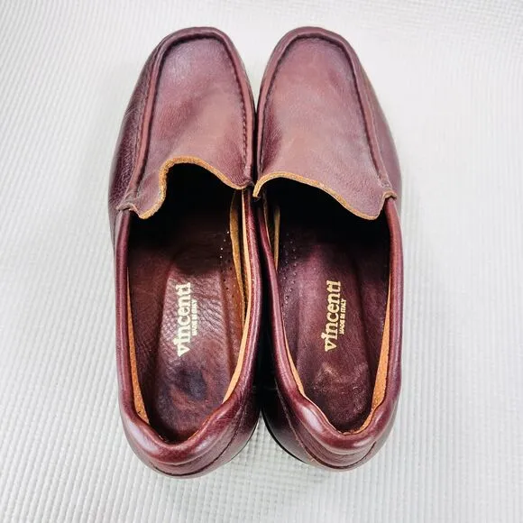 Vincenti Soft Calfskin Leather Driving Loafers Slip On Vero Cuoio Mens Size 9.5