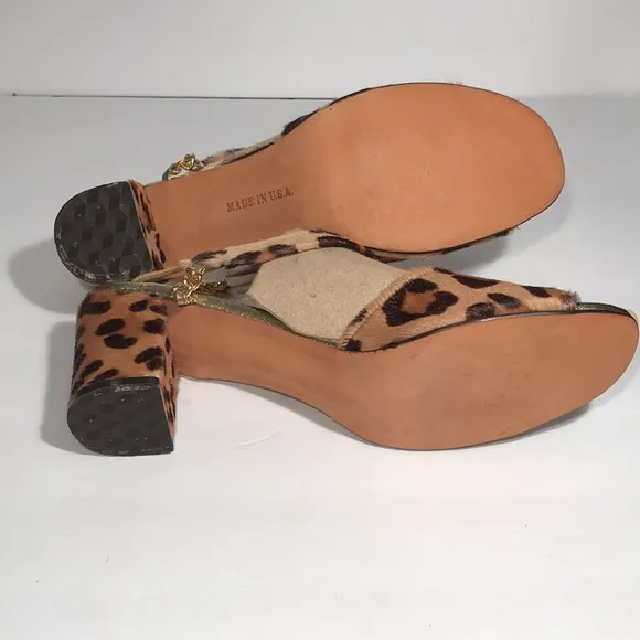 Vintage 1950’s LaRose of FL vintage leopard print chain front heel sanda…