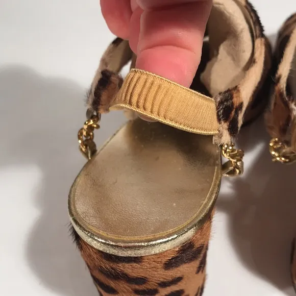Vintage 1950’s LaRose of FL vintage leopard print chain front heel sanda…