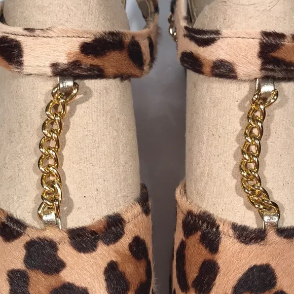 Vintage 1950’s LaRose of FL vintage leopard print chain front heel sanda…