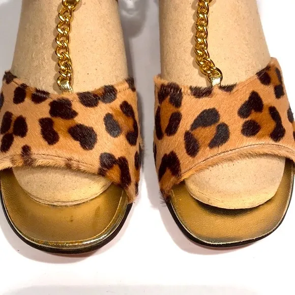 Vintage 1950’s LaRose of FL vintage leopard print chain front heel sanda…