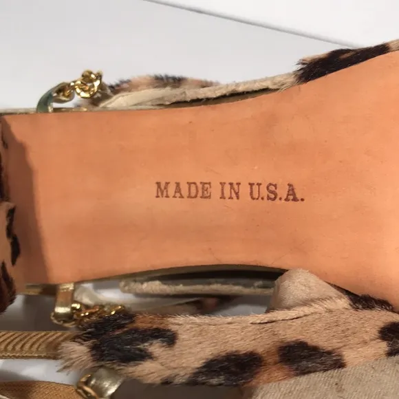 Vintage 1950’s LaRose of FL vintage leopard print chain front heel sanda…