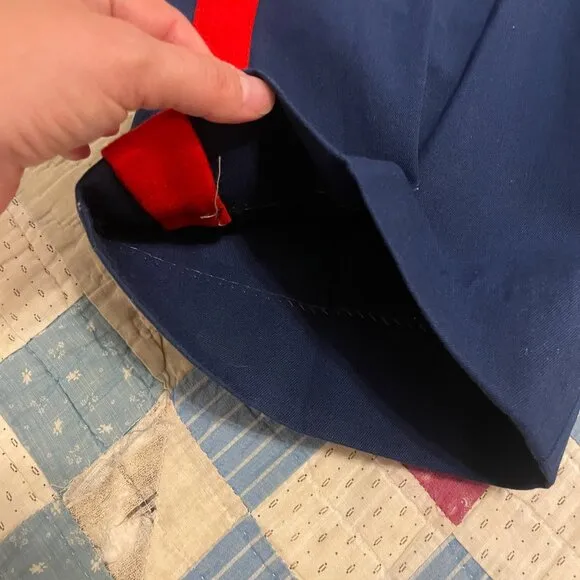 Vintage 1960s 70s USN Military red Stripe Navy Blue Trouser Wool Gabardine 32&quot;