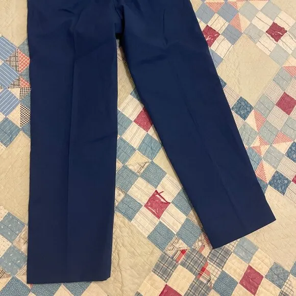 Vintage 1960s 70s USN Military red Stripe Navy Blue Trouser Wool Gabardine 32&quot;