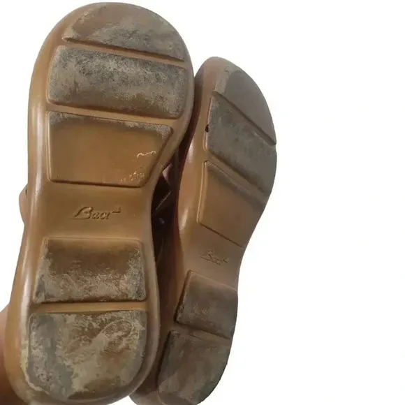 Vintage 1990s Y2K Chunky Platform Tan Wedge Slip On Sandals 10