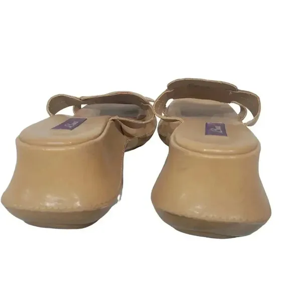 Vintage 1990s Y2K Chunky Platform Tan Wedge Slip On Sandals 10