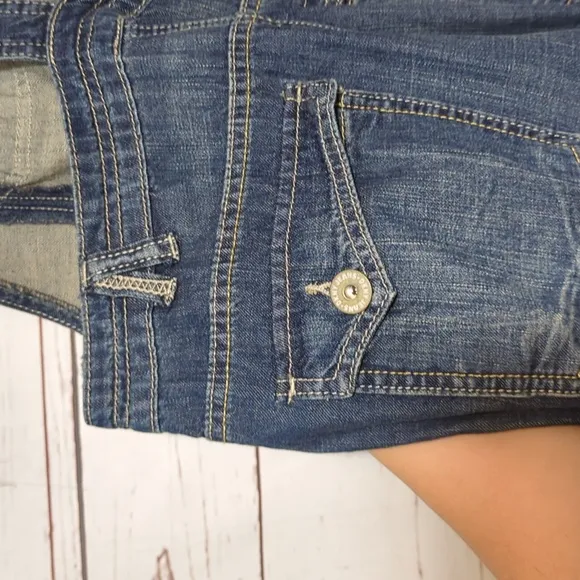 Vintage 2000's Y2K DKNY Bib Jean Overalls Women's 2 Cropped Flare Zipper Denim