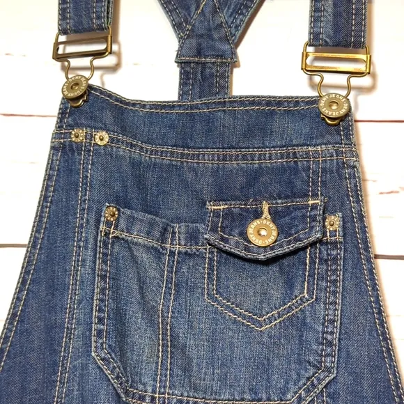 Vintage 2000's Y2K DKNY Bib Jean Overalls Women's 2 Cropped Flare Zipper Denim