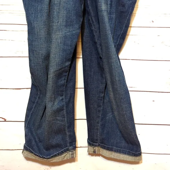Vintage 2000's Y2K DKNY Bib Jean Overalls Women's 2 Cropped Flare Zipper Denim