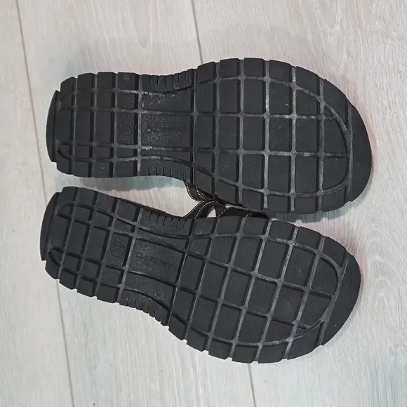 Vintage Airwalk Women Leather Tractor 90&quot; Chunky platform Sandals sz 8.5 Y2K