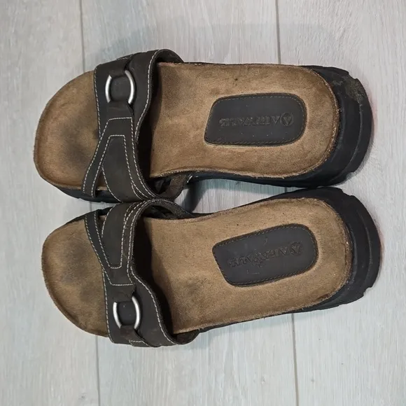 Vintage Airwalk Women Leather Tractor 90&quot; Chunky platform Sandals sz 8.5 Y2K
