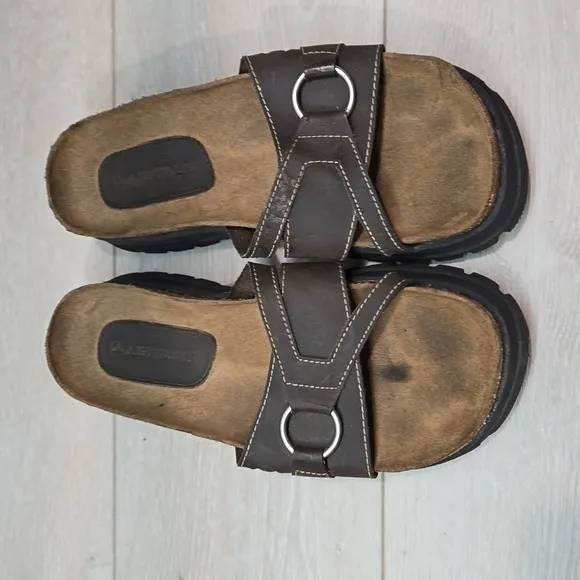 Vintage Airwalk Women Leather Tractor 90&quot; Chunky platform Sandals sz 8.5 Y2K