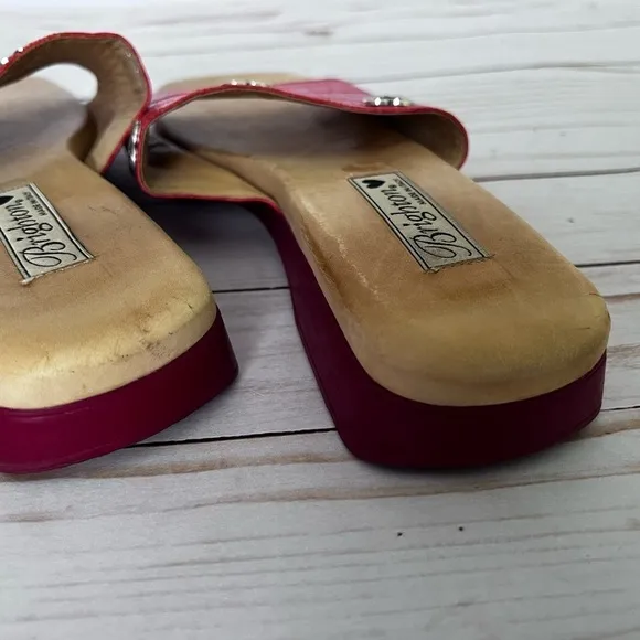 Vintage Brighton Red Leather Slide Sandals size 11