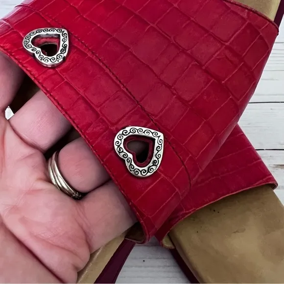 Vintage Brighton Red Leather Slide Sandals size 11