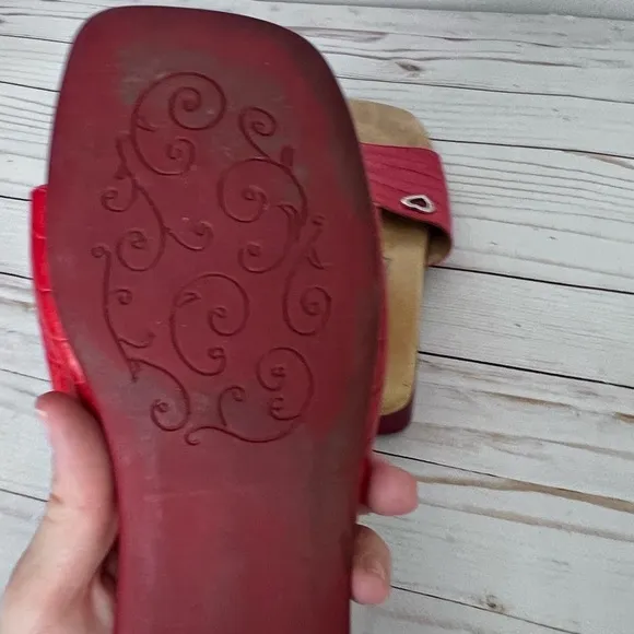 Vintage Brighton Red Leather Slide Sandals size 11