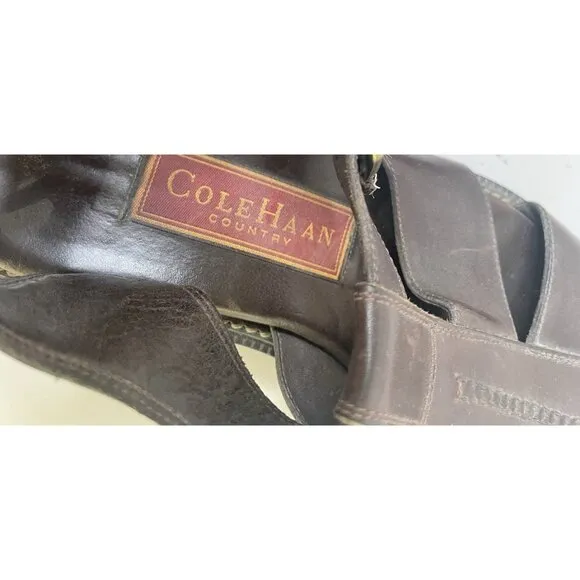 Vintage Cole Haan Men’s Leather Fisherman Country Dad Sandals Dark Brown 8.5