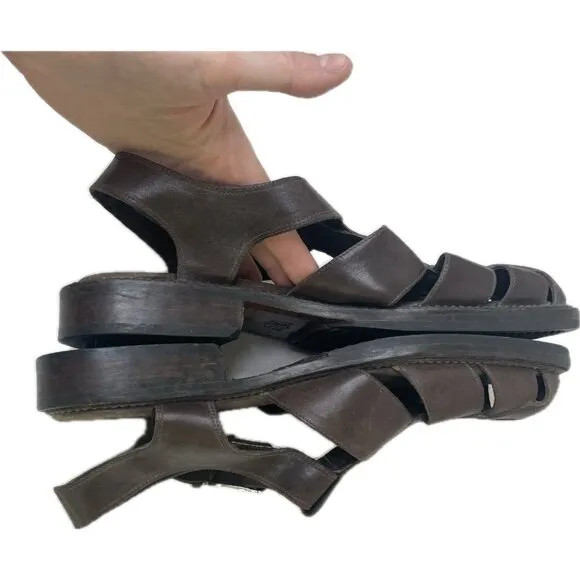 Vintage Cole Haan Men’s Leather Fisherman Country Dad Sandals Dark Brown 8.5