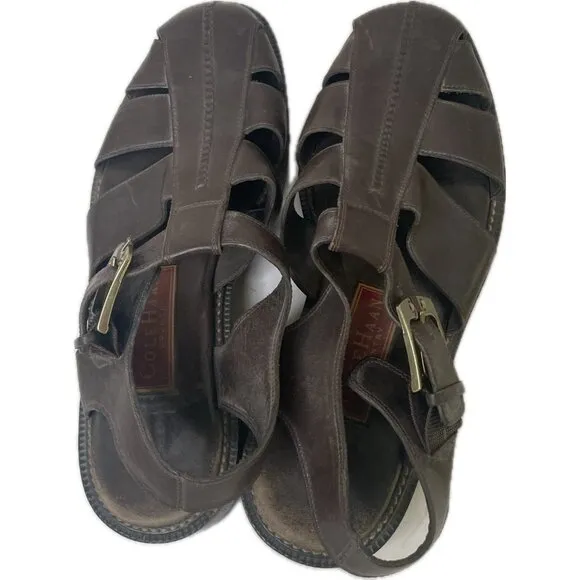 Vintage Cole Haan Men’s Leather Fisherman Country Dad Sandals Dark Brown 8.5