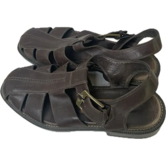 Vintage Cole Haan Men’s Leather Fisherman Country Dad Sandals Dark Brown 8.5