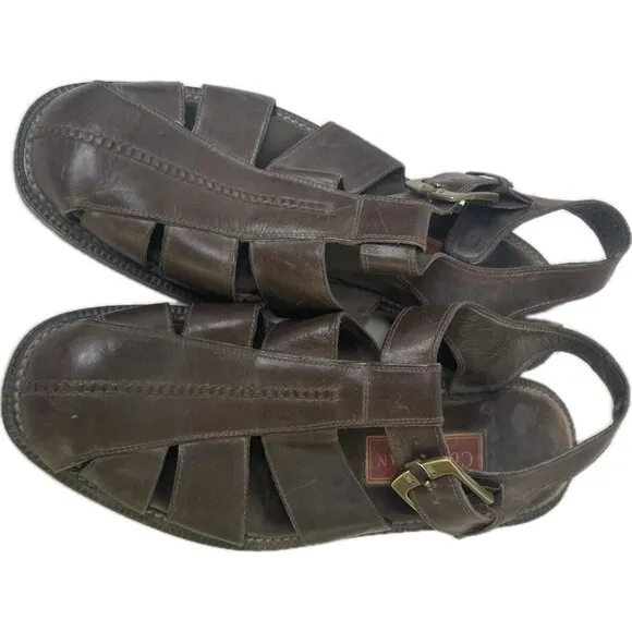 Vintage Cole Haan Men’s Leather Fisherman Country Dad Sandals Dark Brown 8.5