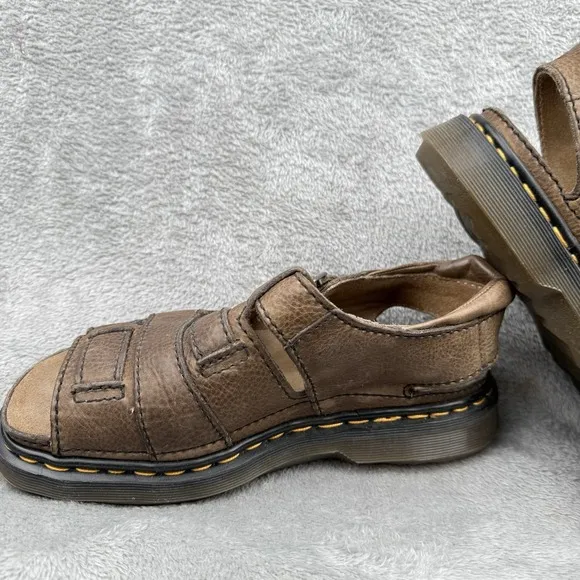 Vintage Dr. Martens Sandals Mens 9 Brown Chunky Y2K Sandals Leather Fisherman