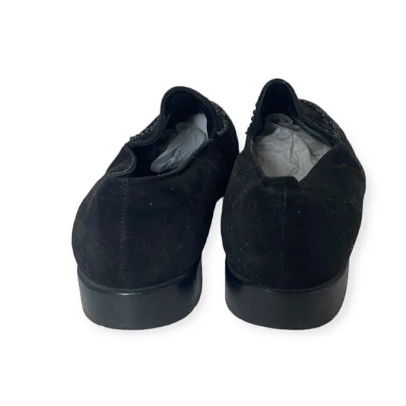 Vintage French Accessoire Diffusion Black suede loafer, Size 38.5EU, beads