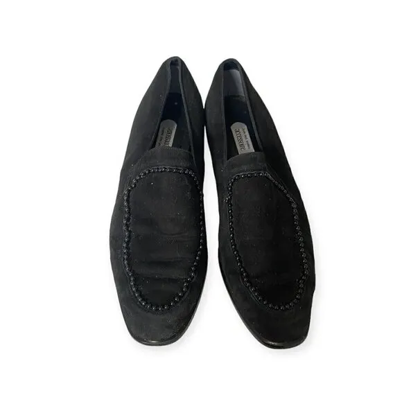 Vintage French Accessoire Diffusion Black suede loafer, Size 38.5EU, beads