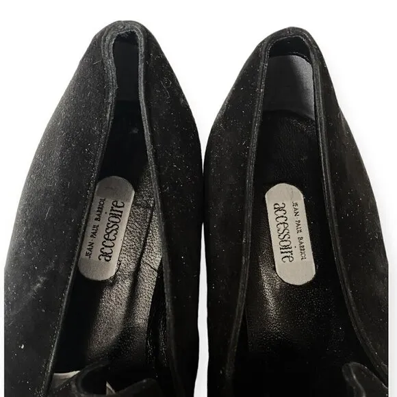 Vintage French Accessoire Diffusion Black suede loafer, Size 38.5EU, beads