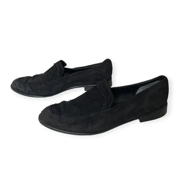 Vintage French Accessoire Diffusion Black suede loafer, Size 38.5EU, beads