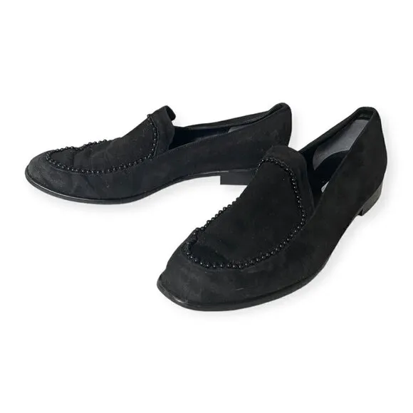 Vintage French Accessoire Diffusion Black suede loafer, Size 38.5EU, beads