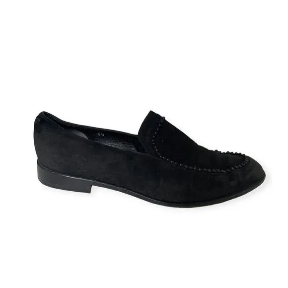 Vintage French Accessoire Diffusion Black suede loafer, Size 38.5EU, beads