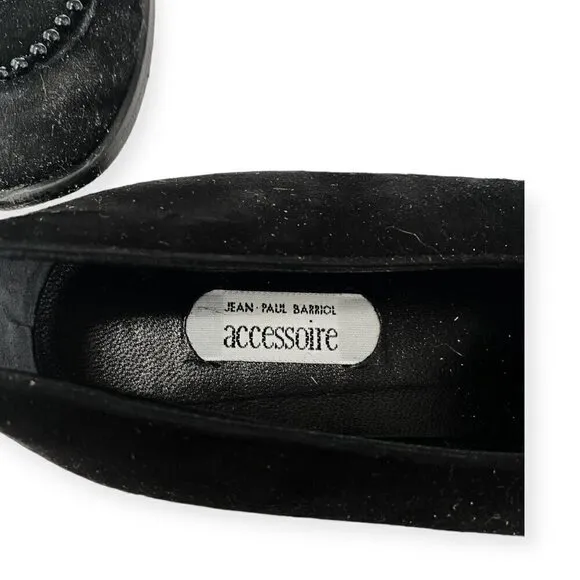 Vintage French Accessoire Diffusion Black suede loafer, Size 38.5EU, beads